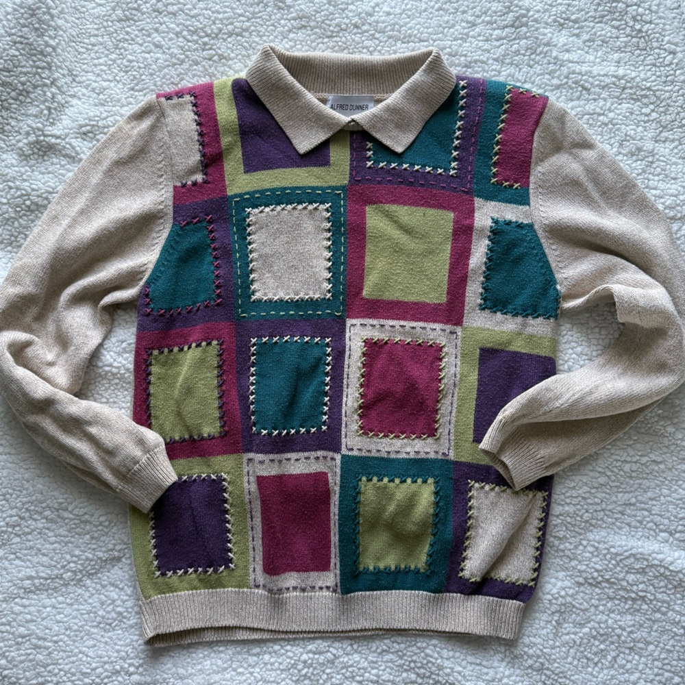 Vintage Patchwork Alfred Dunner Collared Sweater
